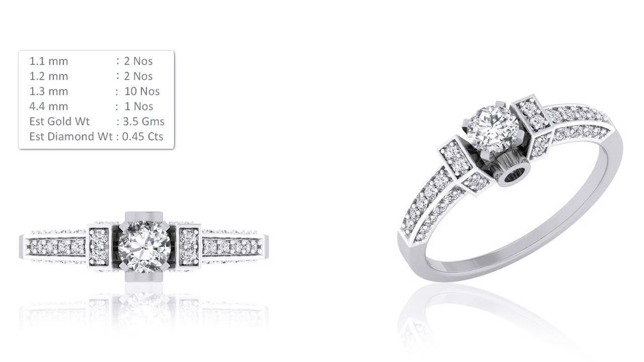 Women Solitaire Ring 3dm render details 3D print model_2