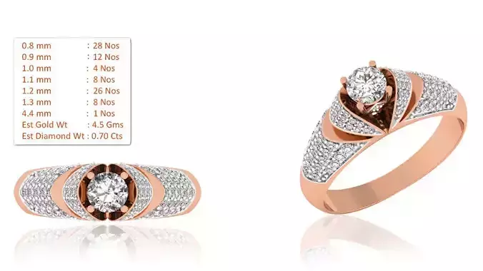 Women Solitaire Ring 3dm render details