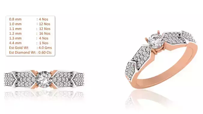 Women Solitaire Ring 3dm render details