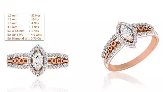 Women Solitaire Ring 3dm render details