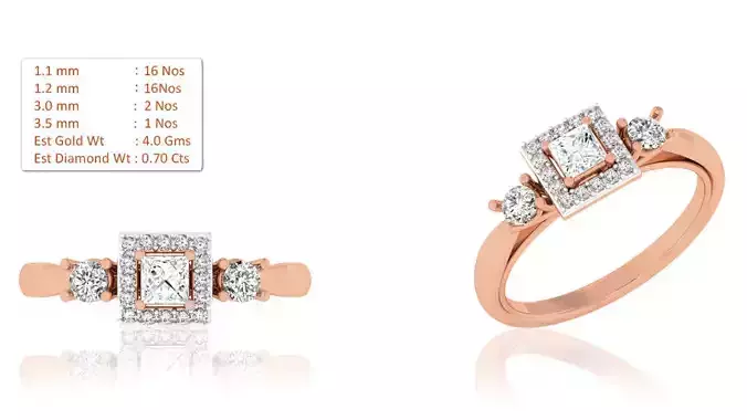 Women Solitaire Ring 3dm render details