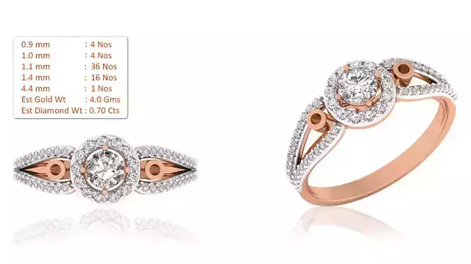 Women Solitaire Ring 3dm render details