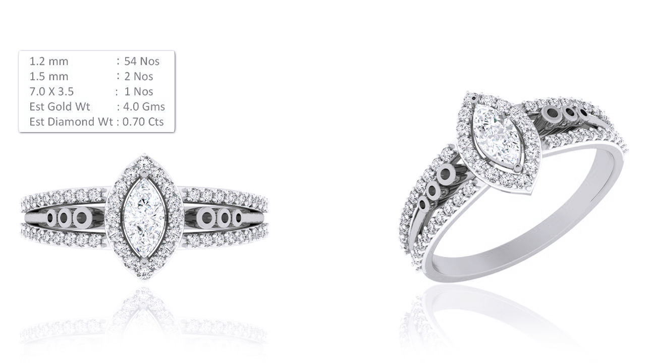 Women Solitaire Ring 3dm render details 3D print model_2