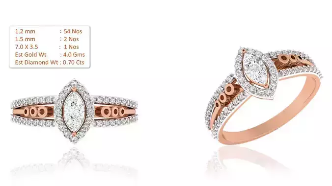 Women Solitaire Ring 3dm render details