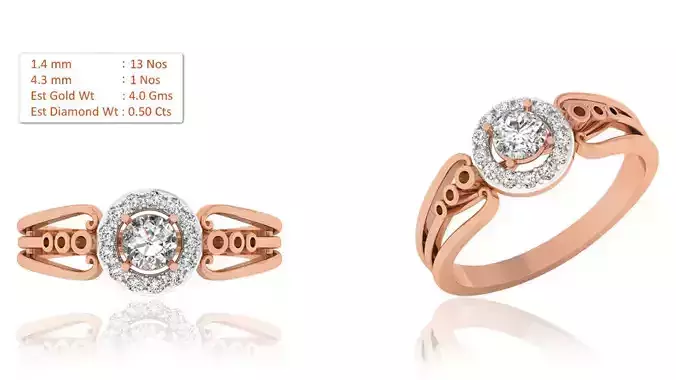 Women Solitaire Ring 3dm render details