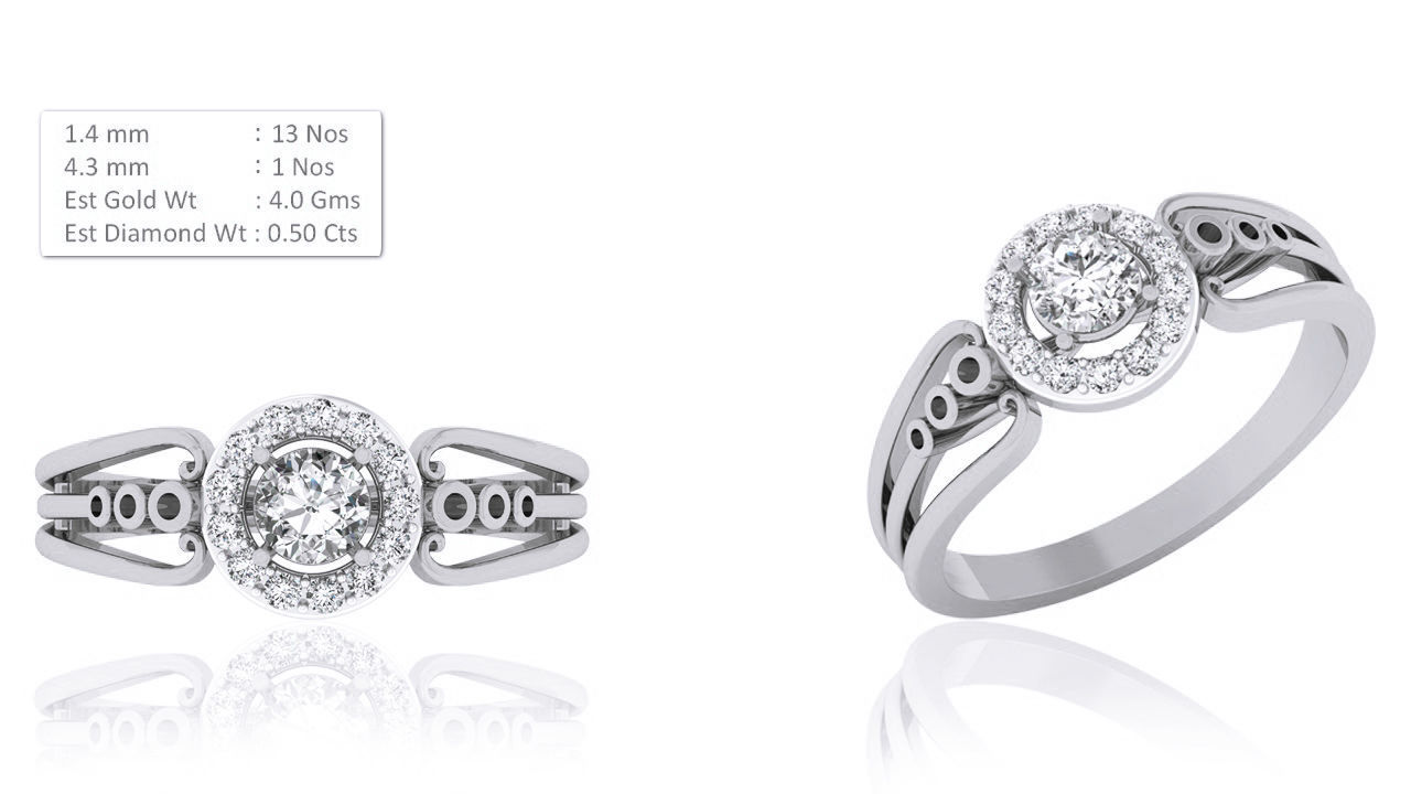 Women Solitaire Ring 3dm render details 3D print model_2