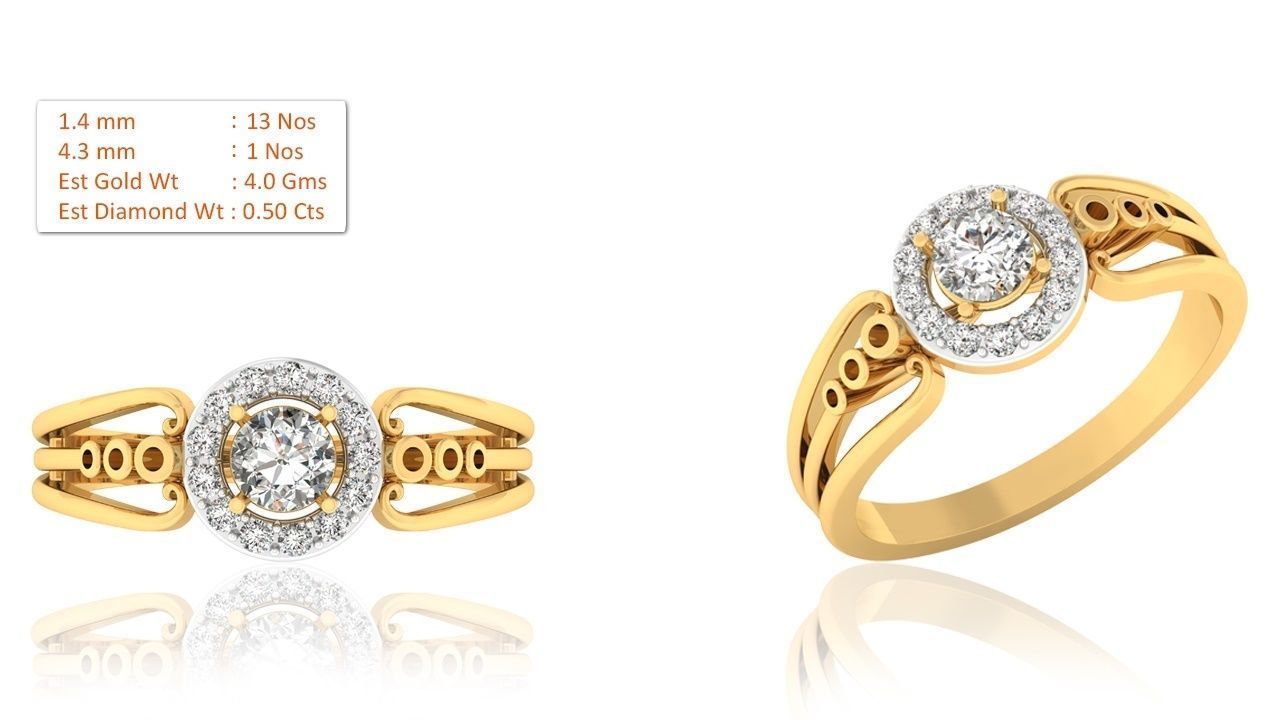 Women Solitaire Ring 3dm render details 3D print model_1