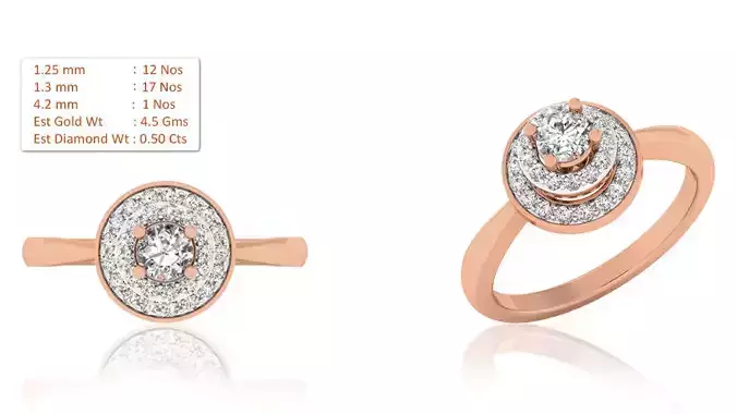 Women Solitaire Ring 3dm render details