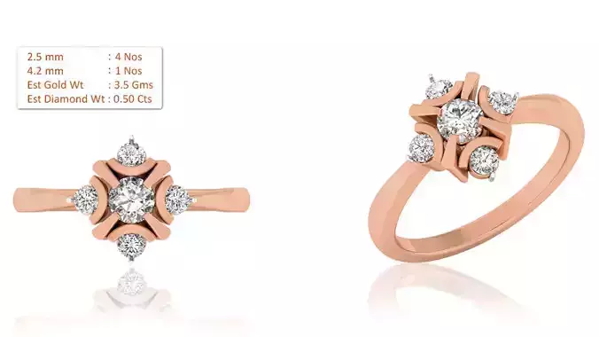 Women Solitaire Ring 3dm render details