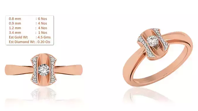 Women Solitaire Ring 3dm render details