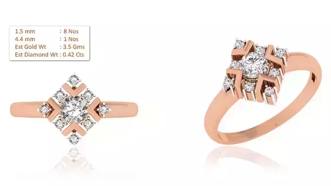 Women Solitaire Ring 3dm render details