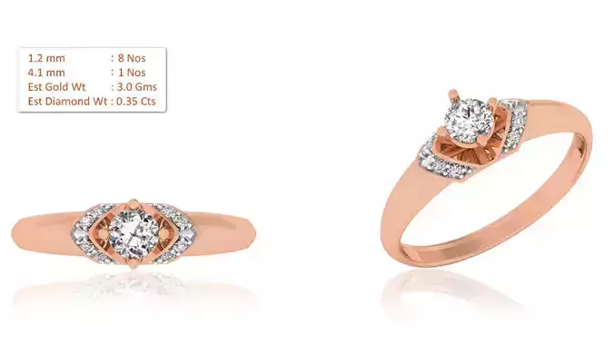 Women Solitaire Ring 3dm render details