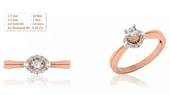 Women Solitaire Ring 3dm render details