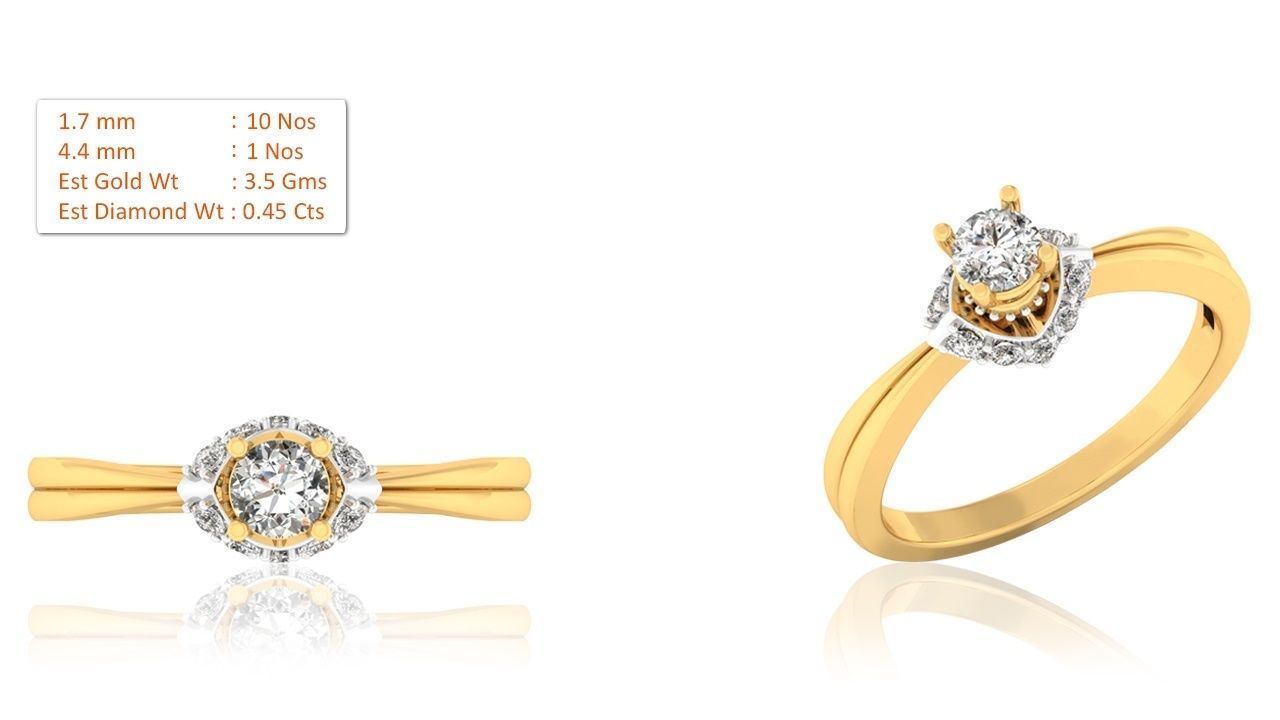 Women Solitaire Ring 3dm render details 3D print model_1