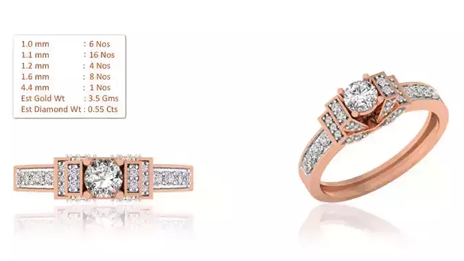Women Solitaire Ring 3dm render details