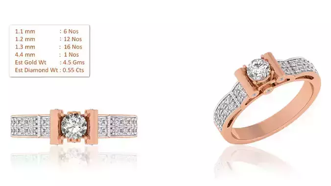 Women Solitaire Ring 3dm render details