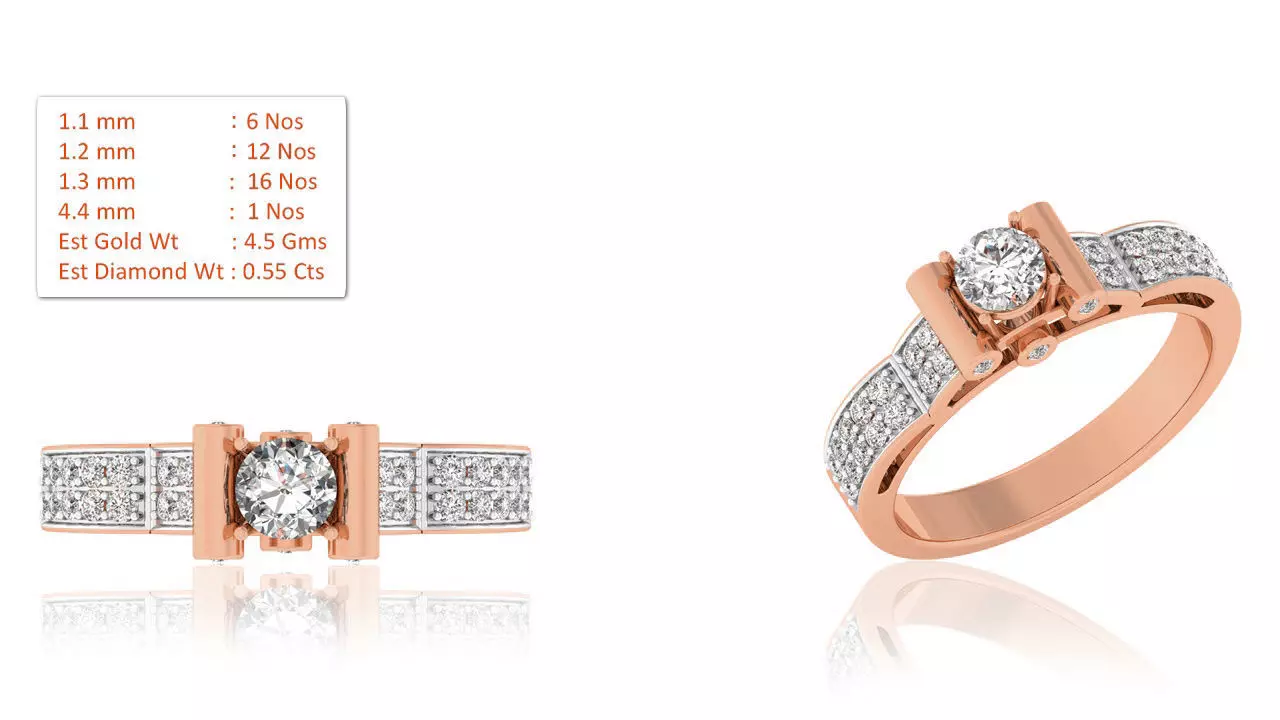 Women Solitaire Ring 3dm render details 3D print model_0