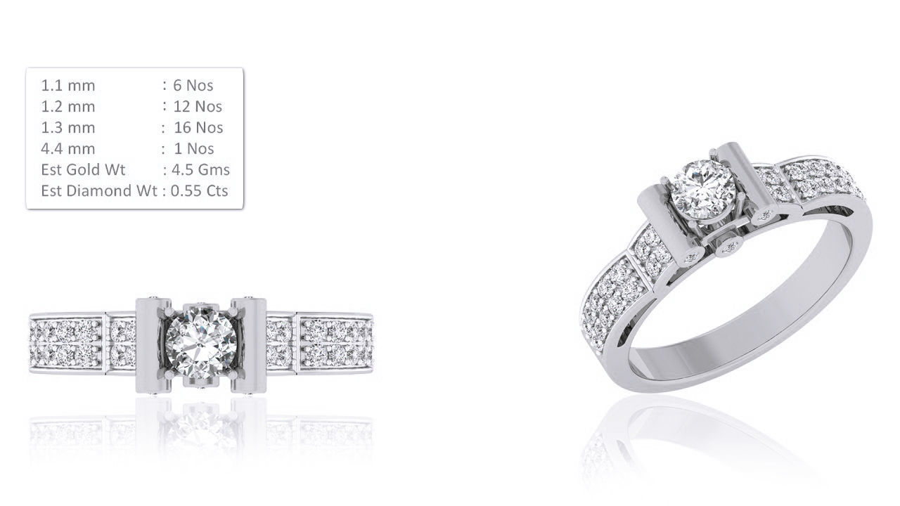 Women Solitaire Ring 3dm render details 3D print model_2