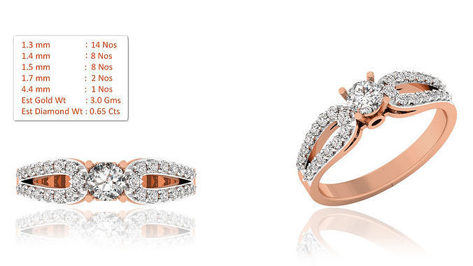 Women Solitaire Ring 3dm render details 3D print model