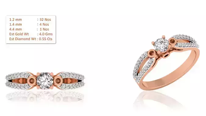 Women Solitaire Ring 3dm render details