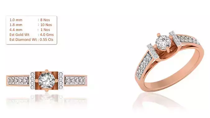 Women Solitaire Ring 3dm render details