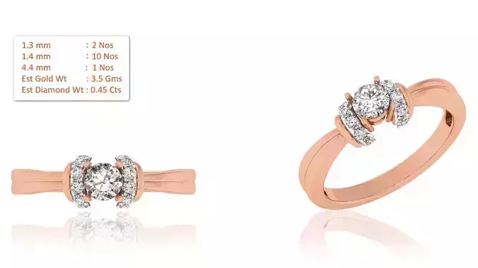Women Solitaire Ring 3dm render details