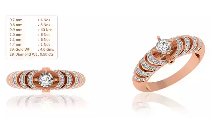 Women Solitaire Ring 3dm render details
