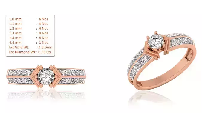 Women Solitaire Ring 3dm render details