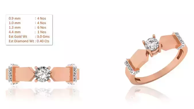 Women Solitaire Ring 3dm render details