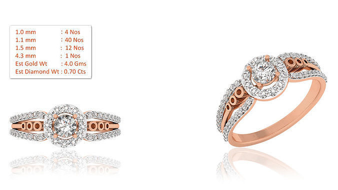 Women Solitaire Ring 3dm render details 3D print model