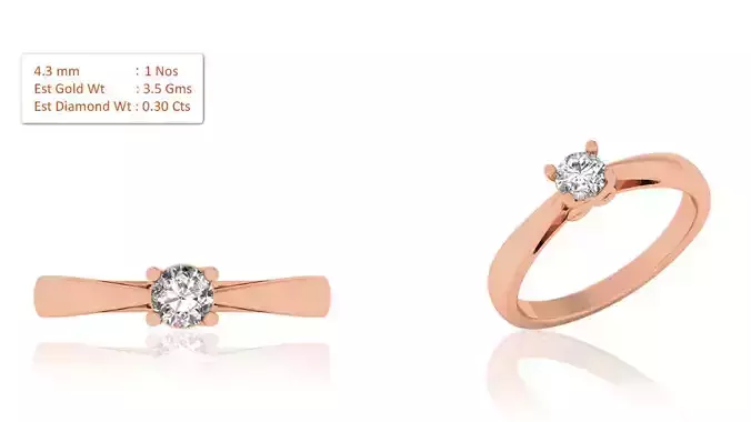 Women Solitaire Ring 3dm render details