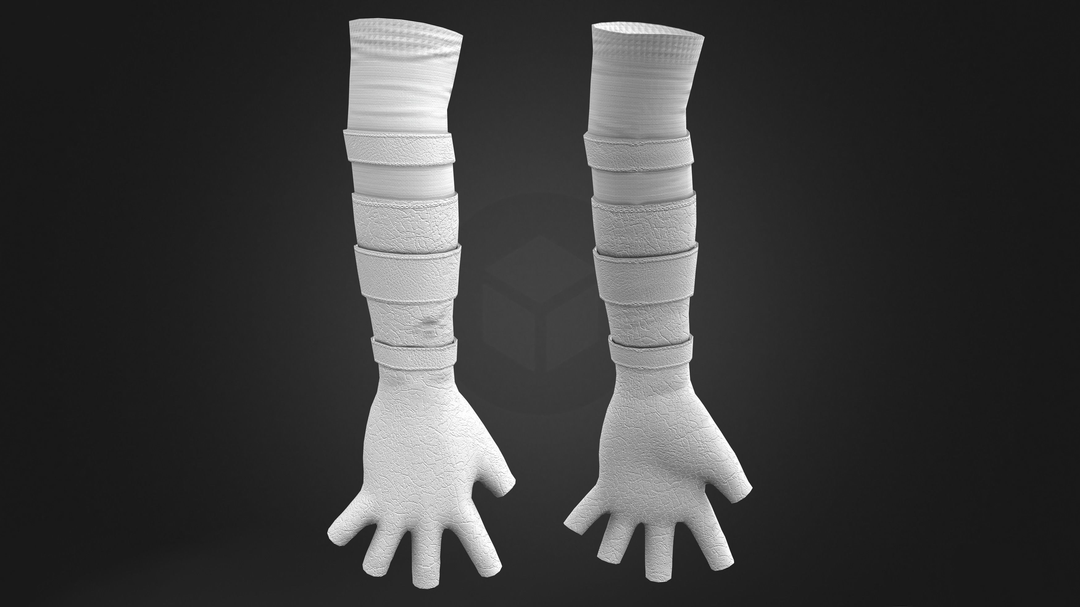 Female Steampunk Cosplay Fingerless Gloves Low-poly 3D model_9