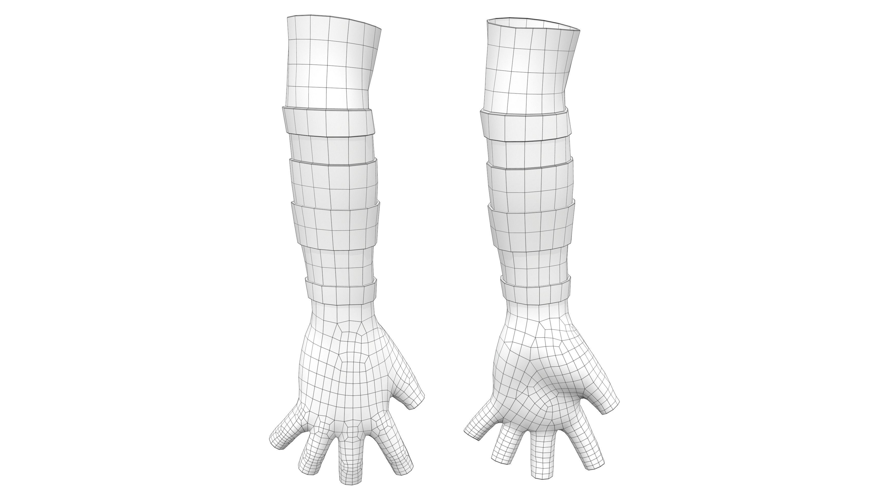 Female Steampunk Cosplay Fingerless Gloves Low-poly 3D model_7