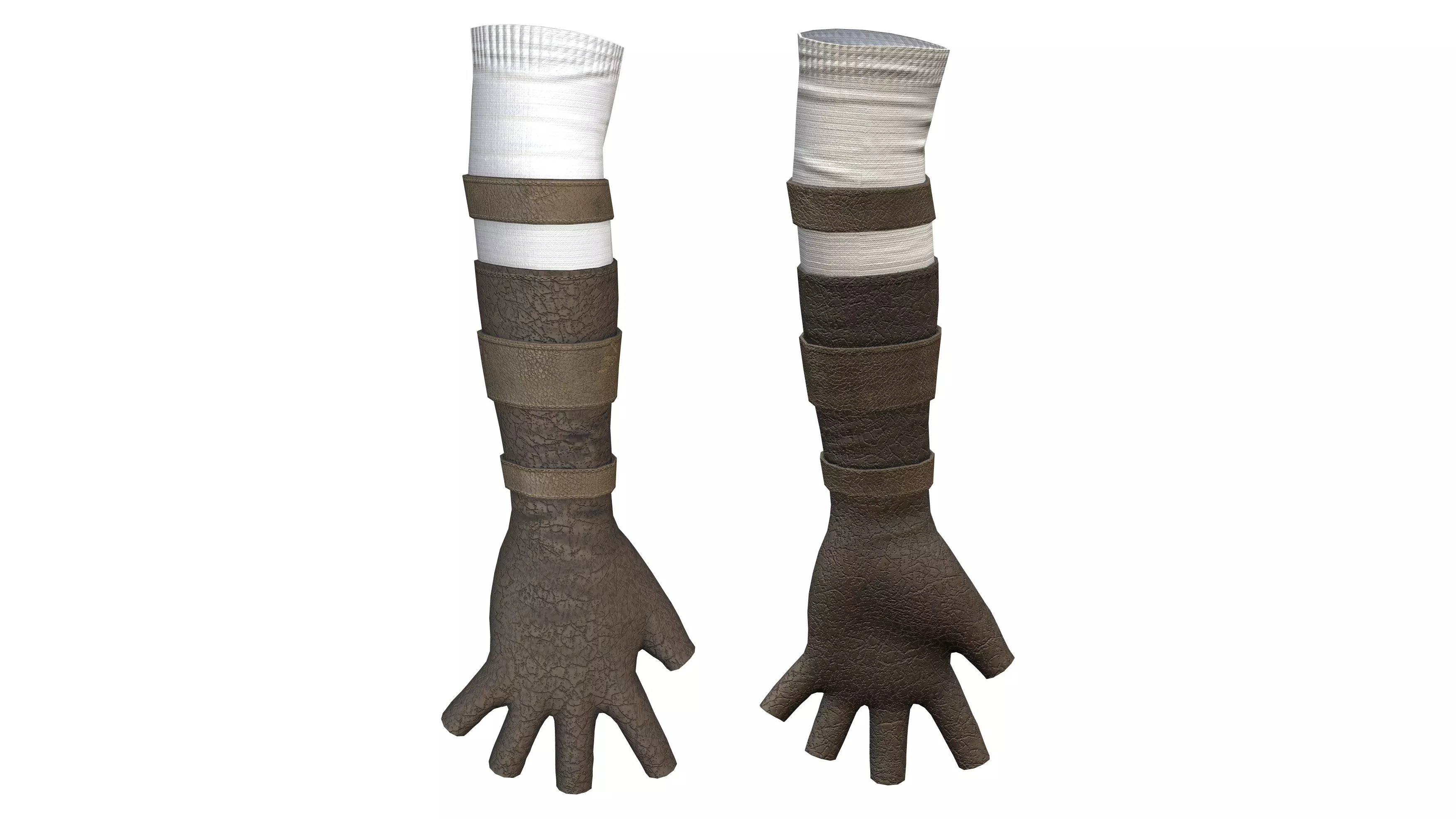 Female Steampunk Cosplay Fingerless Gloves Low-poly 3D model_0