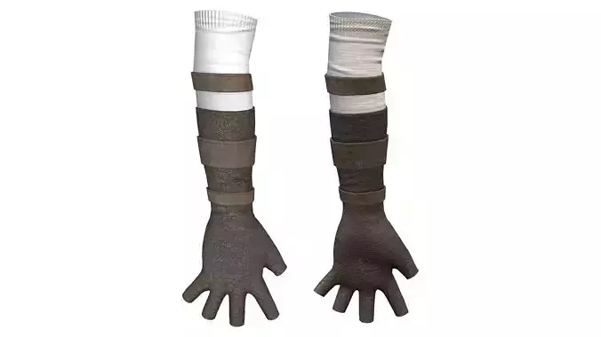 Female Steampunk Cosplay Fingerless Gloves Low-poly 3D model