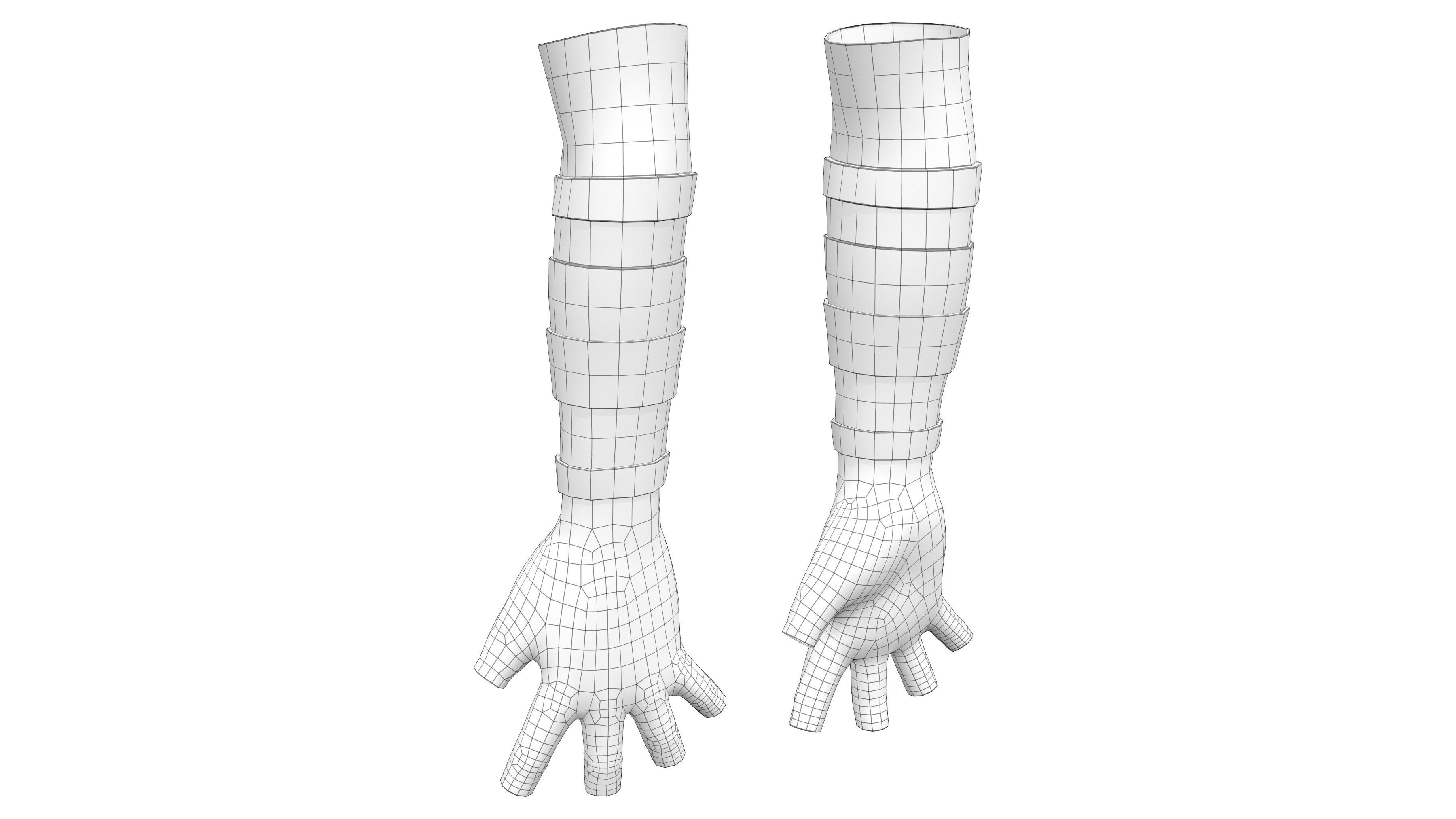 Female Steampunk Cosplay Fingerless Gloves Low-poly 3D model_8