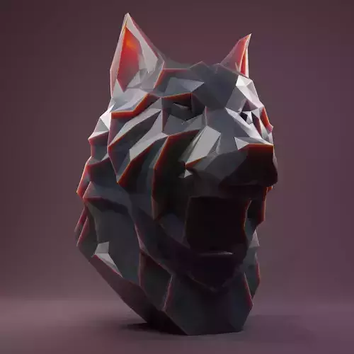 Low Poly style Wolf table top statue