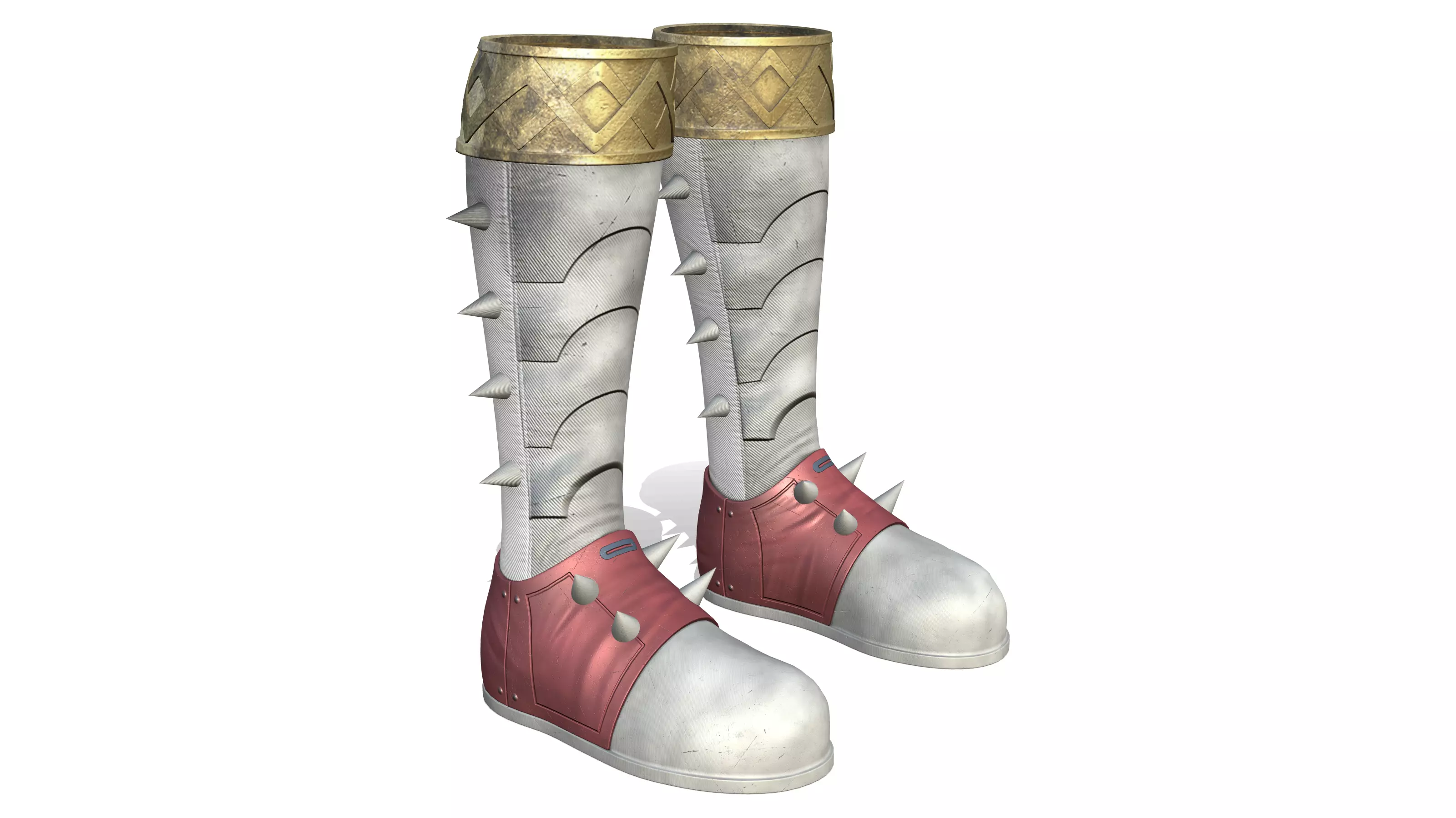 Iron Studs Decorated Fantasy Flat Boots Low-poly 3D model