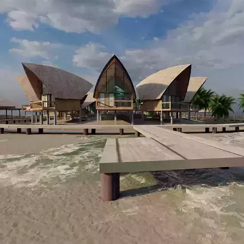 Tropical Hotel and Resort 3D model
