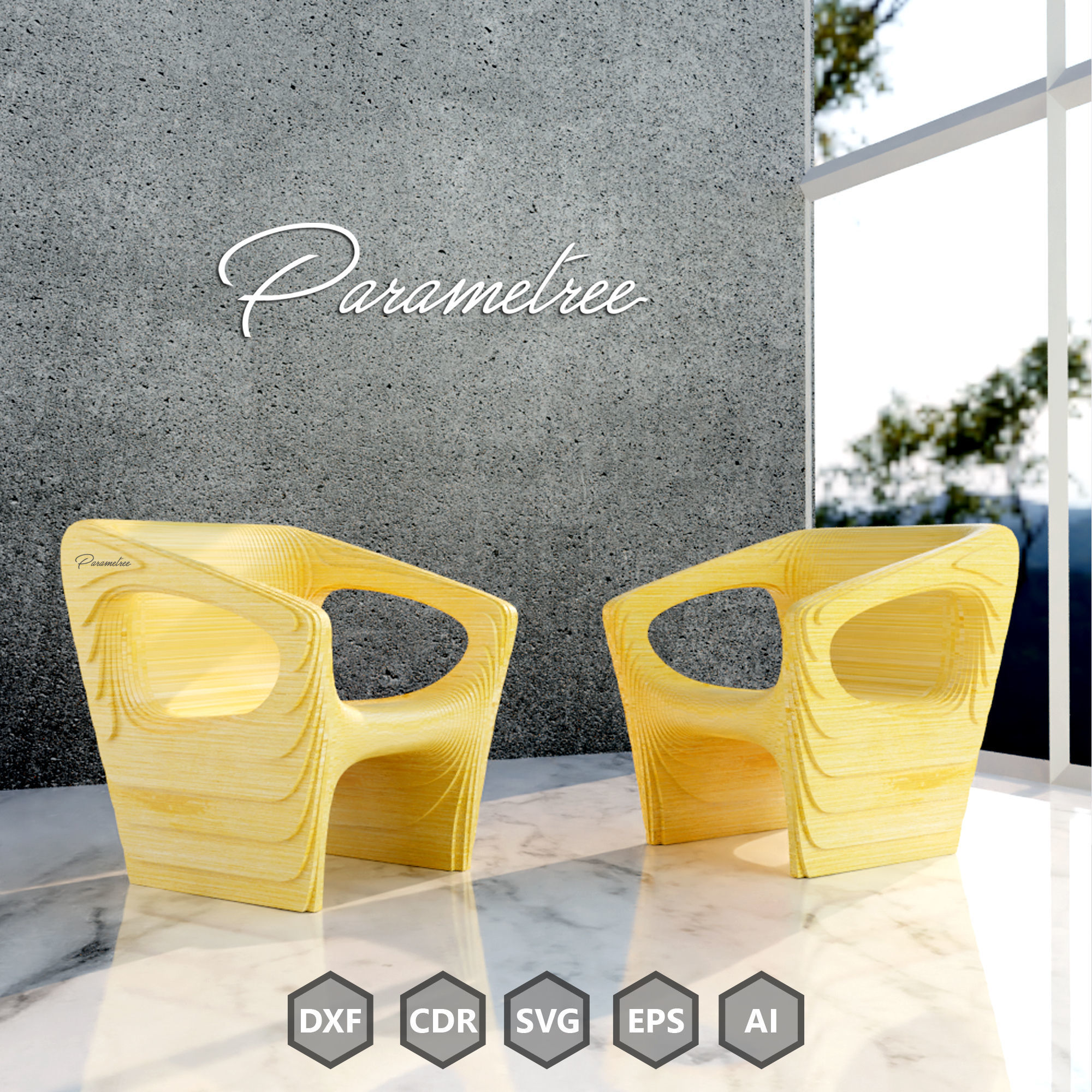 Parametric Chair Cuboid Design DXF files 3D model_2