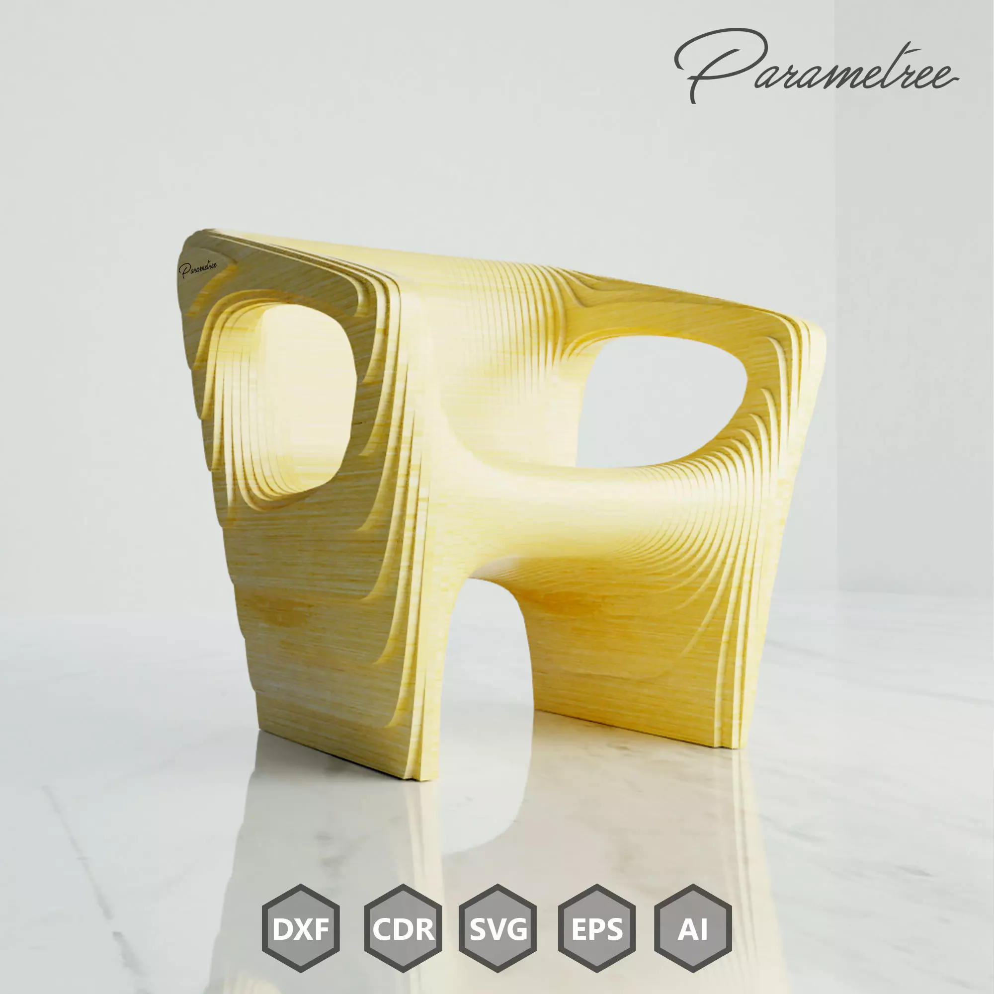 Parametric Chair Cuboid Design DXF files 3D model_0