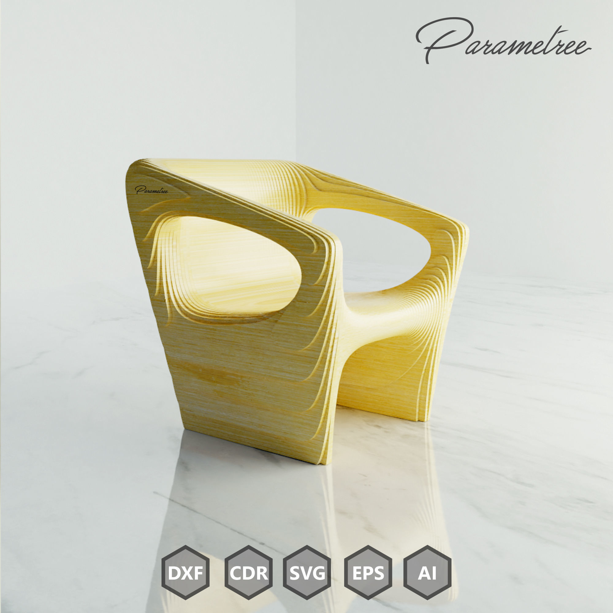 Parametric Chair Cuboid Design DXF files 3D model_1