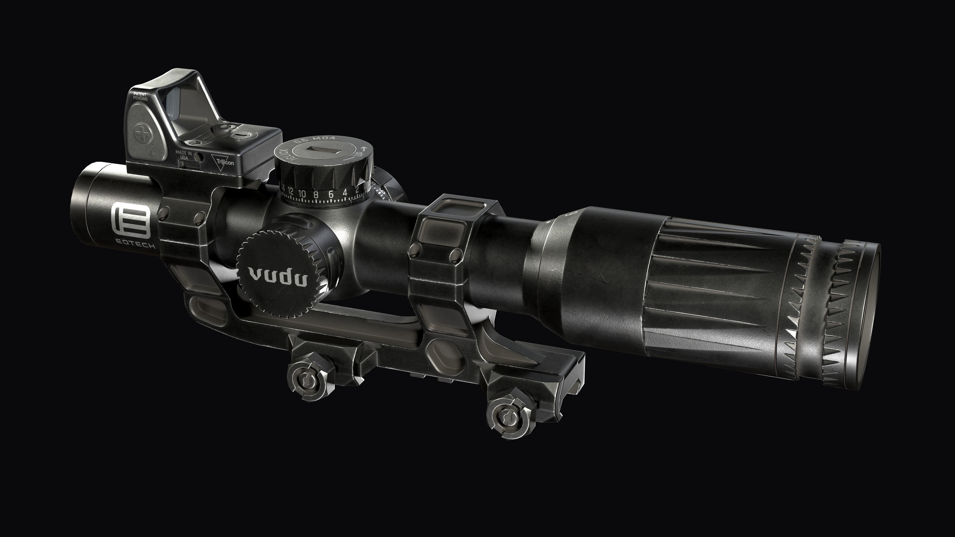 EOTech  Variable Optic with TRIJICON RMR red dot sight 3D Model Collection_5