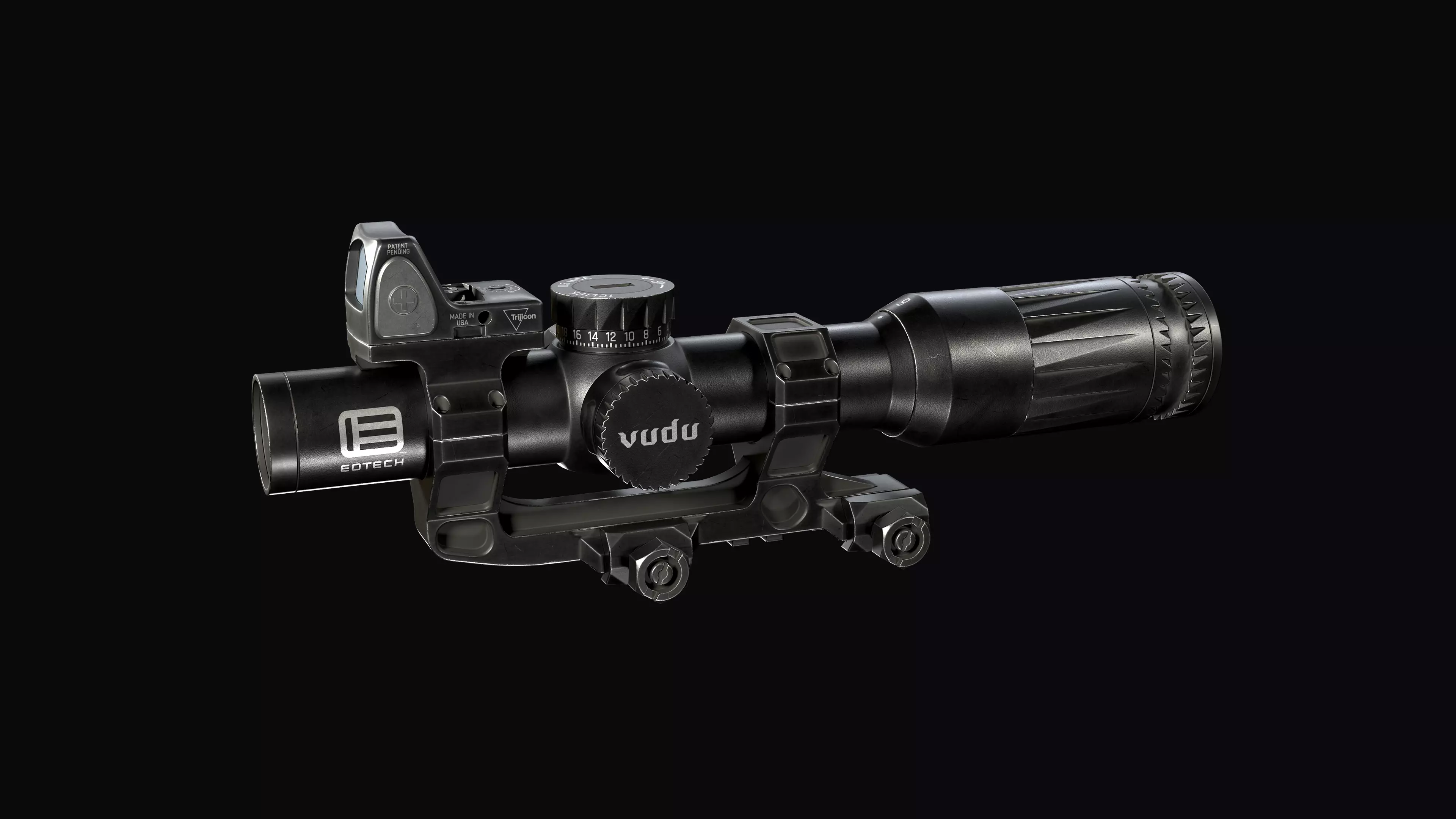 EOTech  Variable Optic with TRIJICON RMR red dot sight 3D Model Collection_0