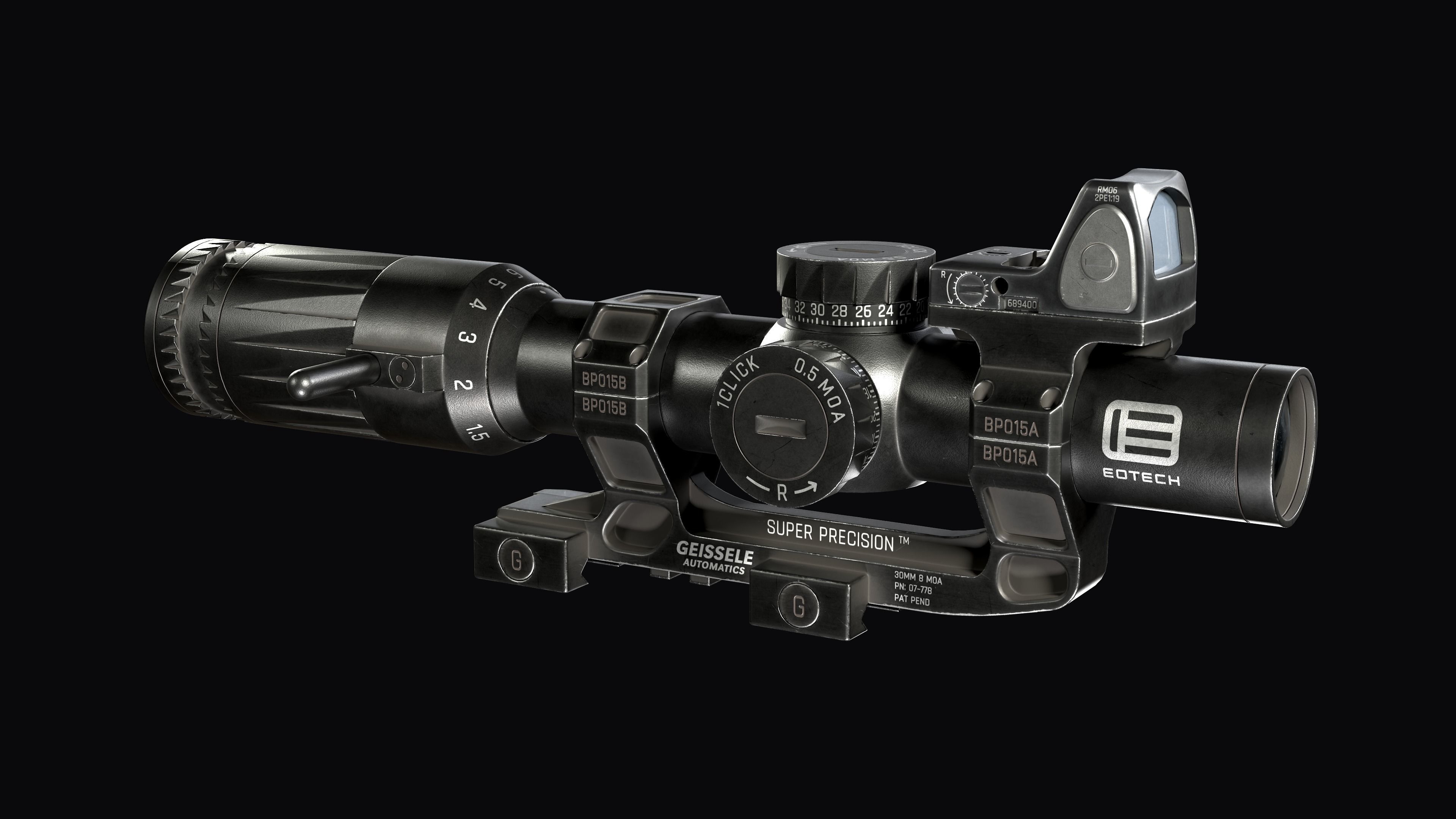 EOTech  Variable Optic with TRIJICON RMR red dot sight 3D Model Collection_3