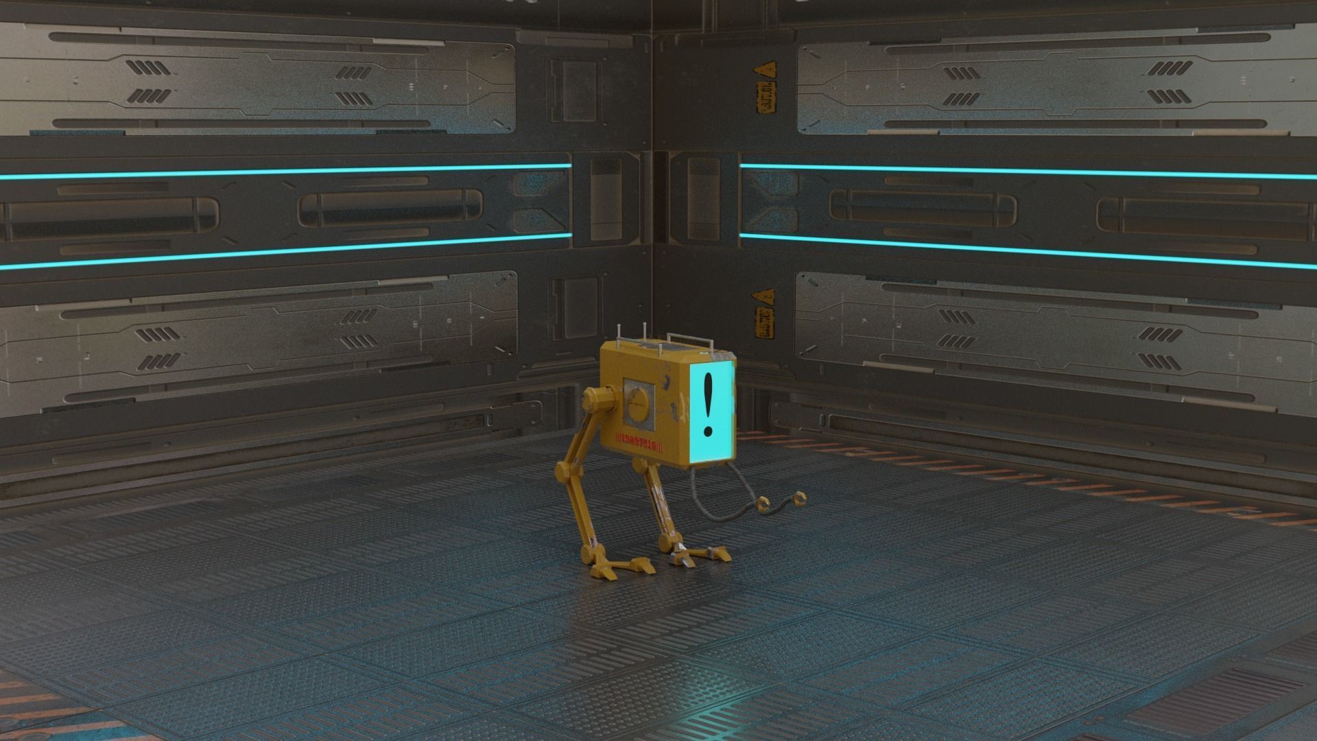  mini search robot Low-poly 3D model_4