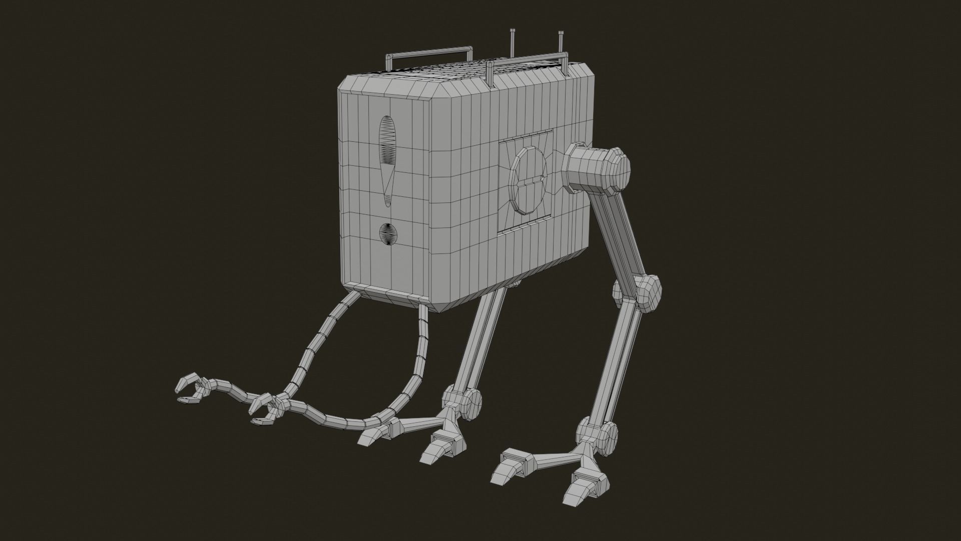  mini search robot Low-poly 3D model_8
