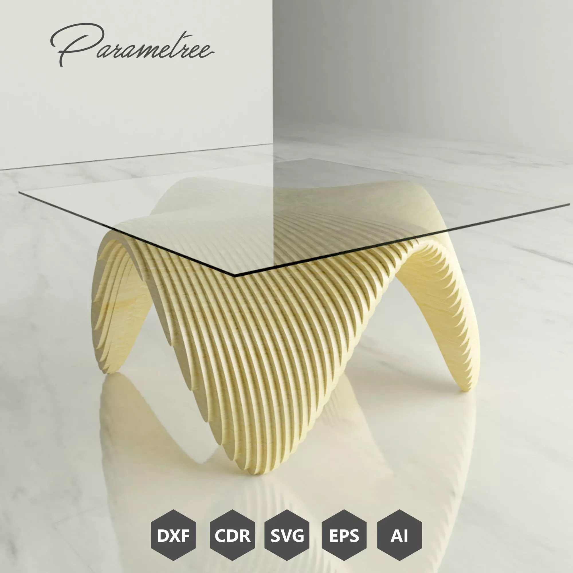 Parametric Coffee table CURVEXO  CNC cutting DXF files 3D model_0
