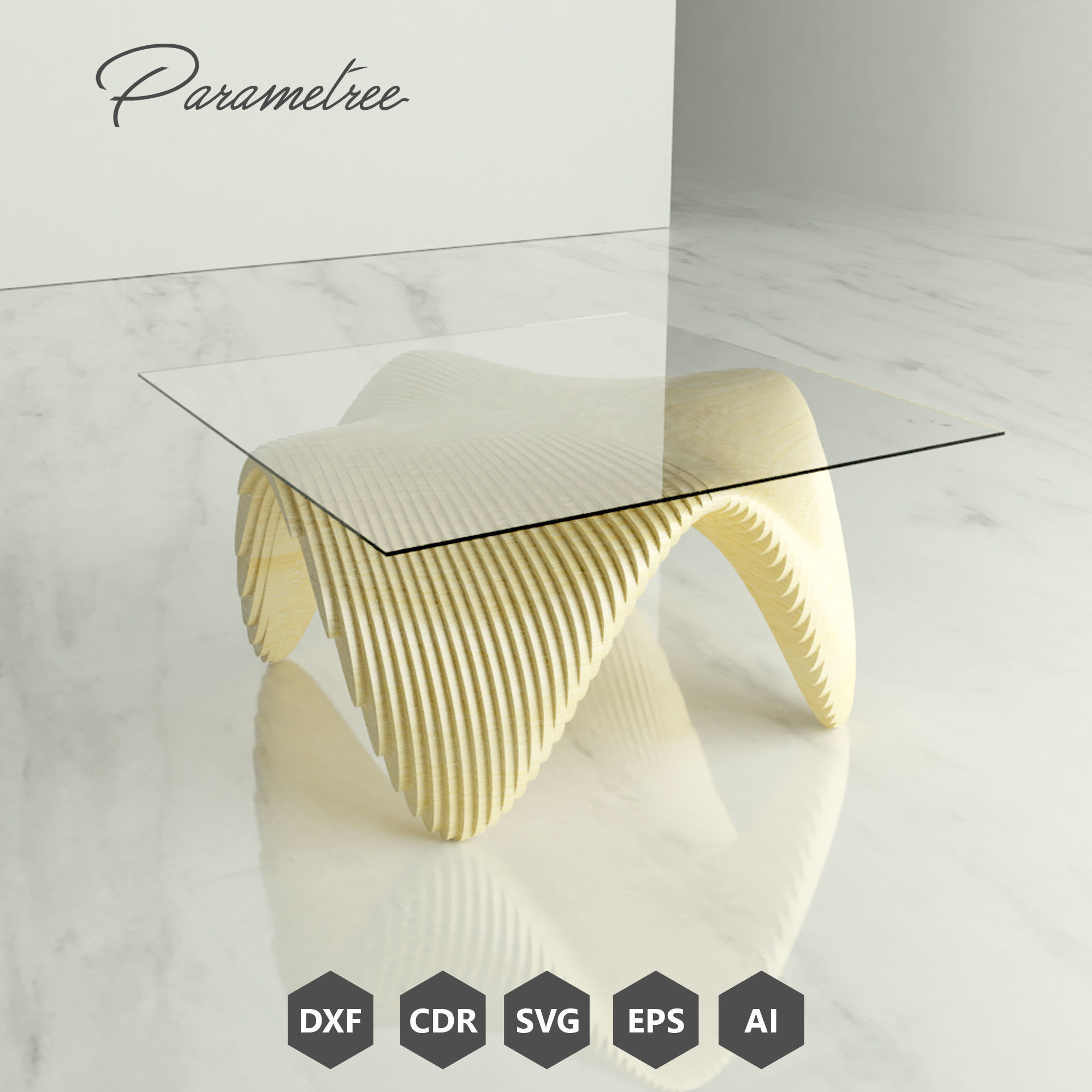 Parametric Coffee table CURVEXO  CNC cutting DXF files 3D model_3