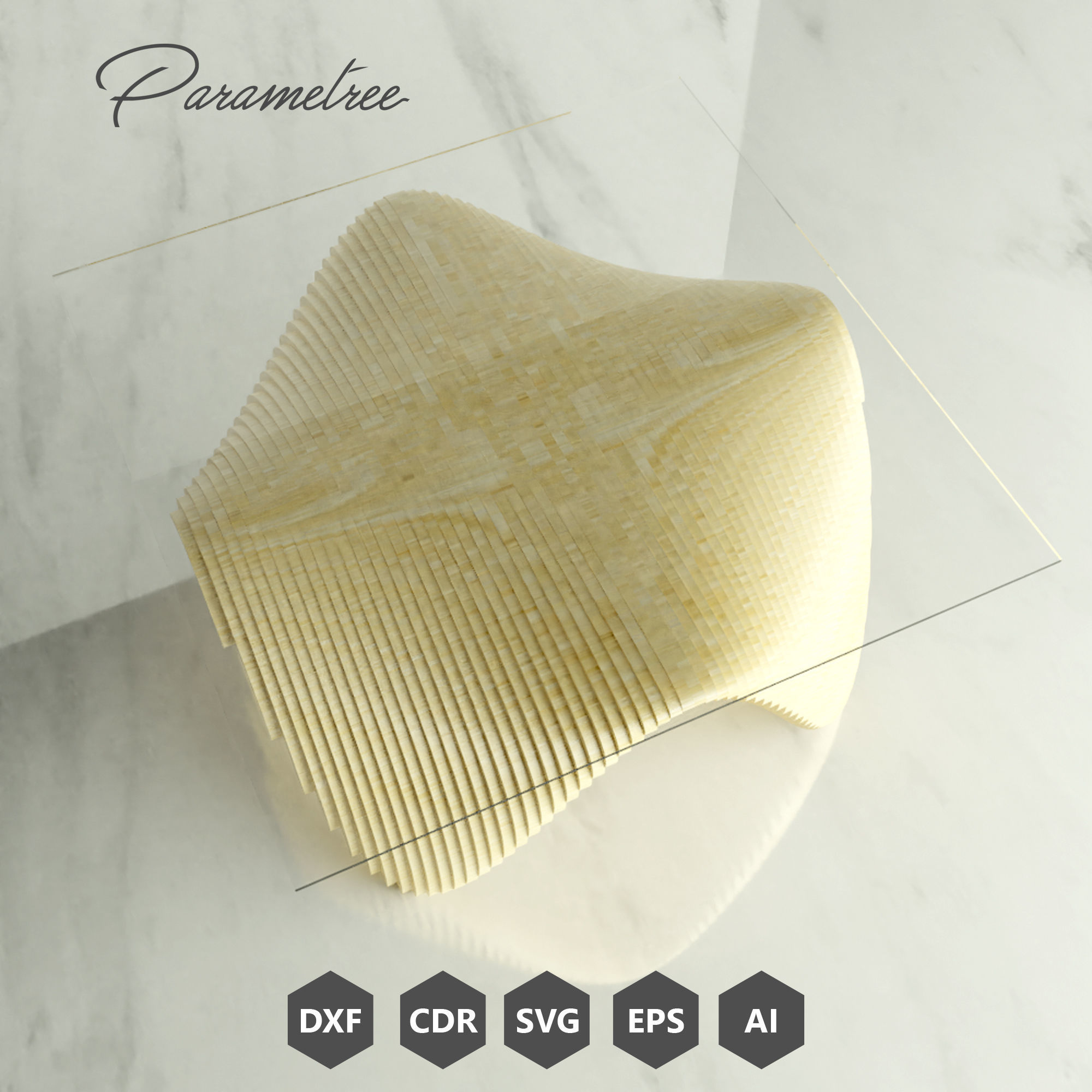 Parametric Coffee table CURVEXO  CNC cutting DXF files 3D model_1